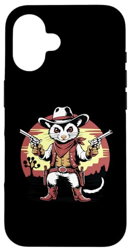 Wild West Cowboy Opossum Animal Lover Gift Hombres Mujeres Niños Carcasa para iPhone 16