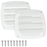 BALAVA Marine Boat Vent 5.3 inch,Louvered Flush Plastic Thru Vent,Nylon Louvered Vents Boat Cover Vent,Boat Marine Hull Grill Cover Replacement Part for Boats RVs,Include Screws(White,2Pack)