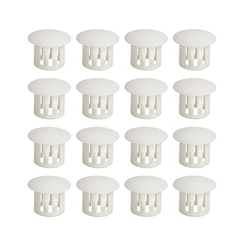 Image of Heyiarbeit 100pcs Hole Plugs 3 /8 inch / 10mm Nylon Plastic Round Snap in Type Locking Hole Tube Furniture Fencing Post Pipe Insert End Caps White Tone