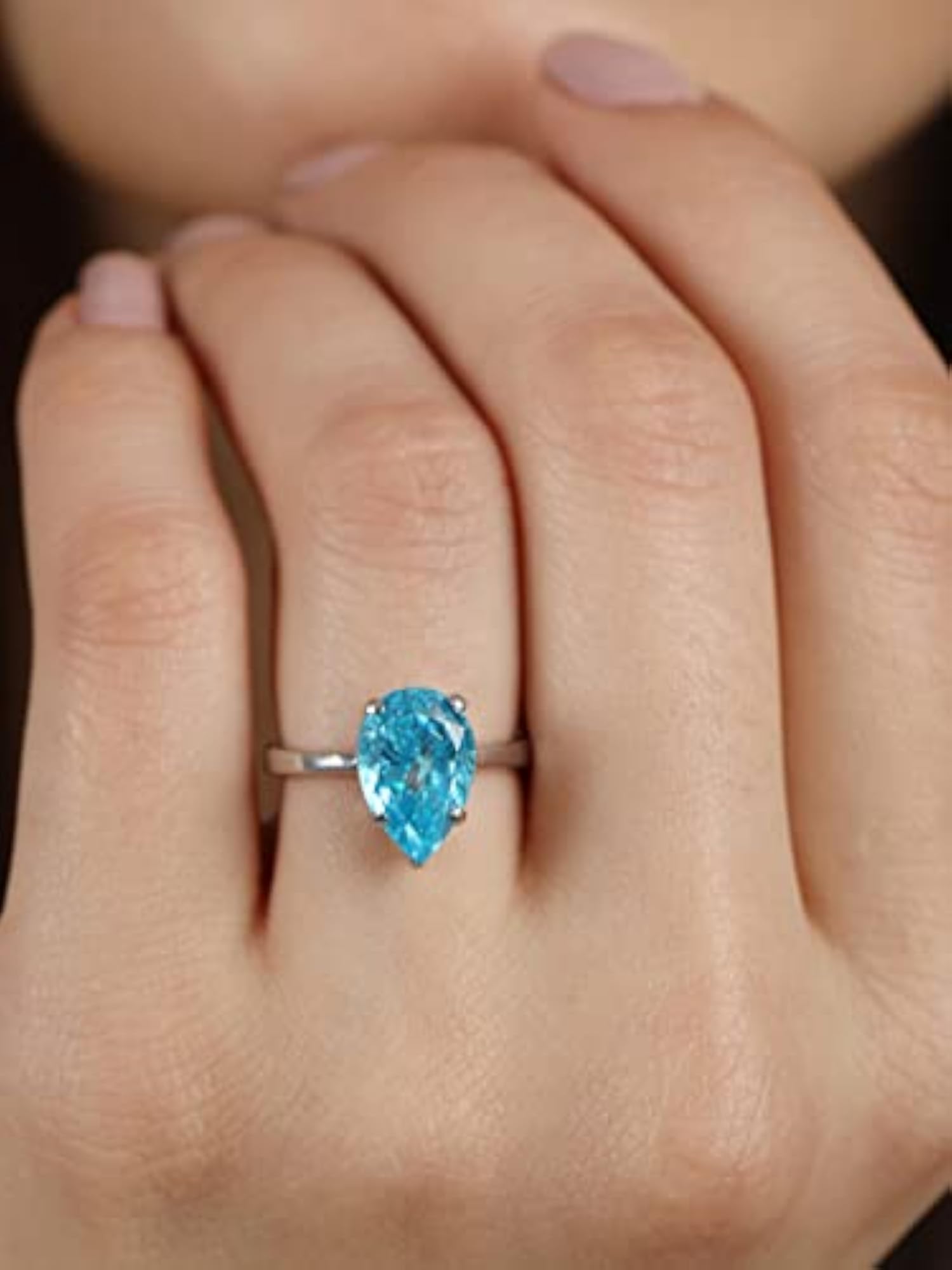 925 Silver Sky Tear Drop Ring with Adjustable Band