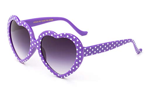 Kyra Kids Heart Sunglasses Girls Heart Shaped Sunglasses Polka Dots Cute Vintage Look Uv Protection W/Carrying Pouch #TOP2
