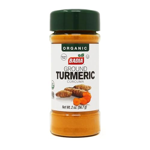 Badia Organic Turmeric Powder, 2 oz – Rich in Curcumin, Perfect for Cooking, Smoothies & Wellness