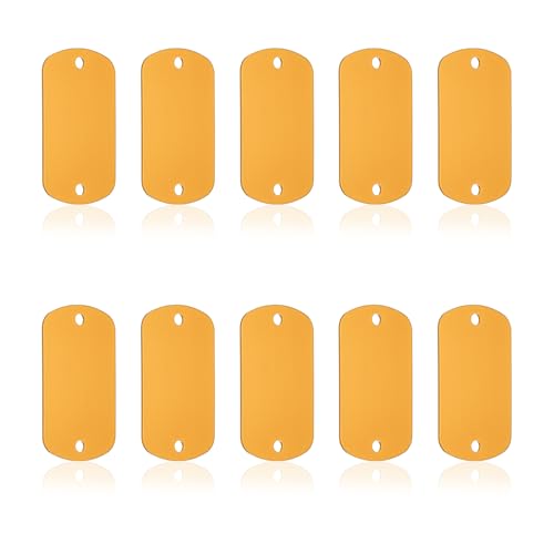 Patikil 10 Piezas De Placas De Aluminio Para Estampado De Metales, Placas De Estampado Rectangulares De 5x3cm Para Grabado De Metales Con 2 Agujeros Para Estampado Con Laser, Amarillo