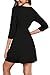 RUMIA Black Dresses for Women Casual 3/4 Sleeve A-Line Boat Neck Mini Dress XS