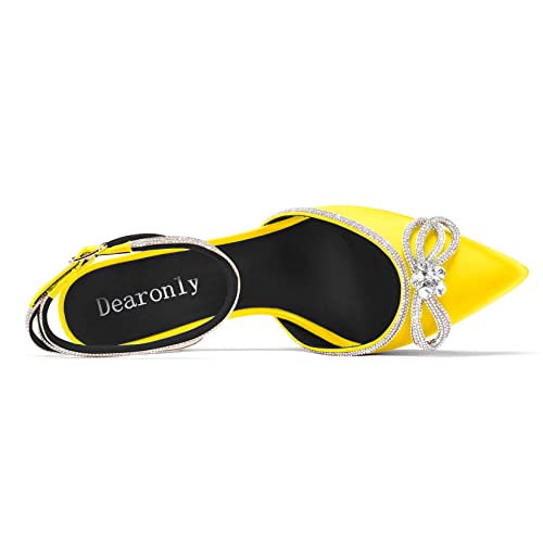 DearOnly Platform High Heel Pointed Toe Pumps Ankle Strap Rhinestone Crystal Bow-Knot Prom Dress Shoes4