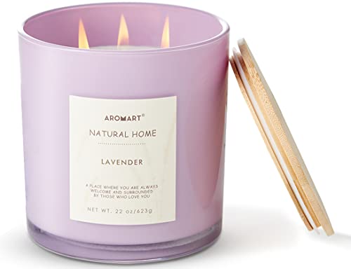Aromart 3 Wick Large Scented Candles 22 Oz,Lavender Aromatherapy Candles For Home Scented, Soy Candles With 8% Essential Oils,Long Burning,Soy Wax Candles Gifts For Women Men #TOP3