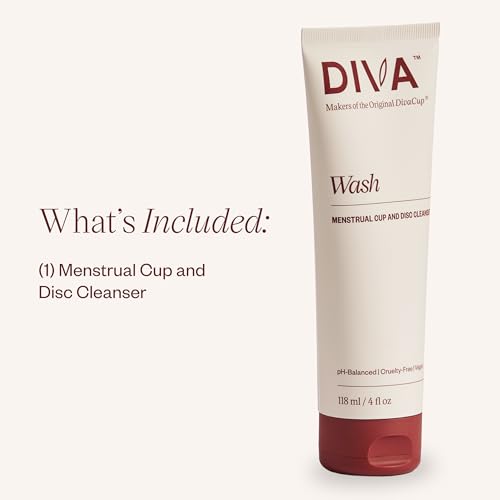 DIVA Wash - Menstrual Cup & Disc Cleanser - Requires One Drop Only - for Period Care - 100% Plant-Based Cleansing Wash - Fresh Citrus Scent - 4 Fl Oz