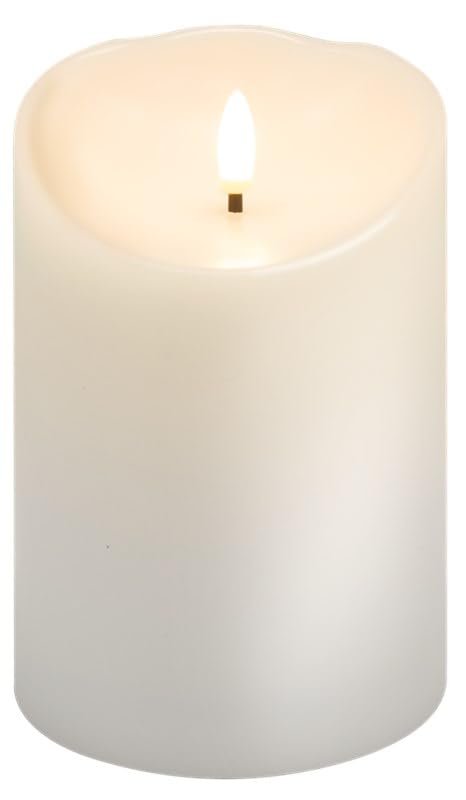 goobay LED Kerzen Echtwachskerze Weiß 10x15 cm Mit Timerfunktion 3D-Docht Batteriebetrieben Warmweiß, Teelicht für Stilvolle Deko, Sicher Und Elegante Beleuchtung 77776