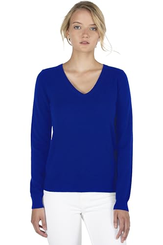 Image of JENNIE LIU Women's 100% Pure Cashmere Long Sleeve Pullover V Neck Sweater