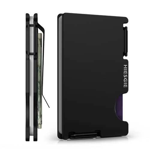 Wallet for Men, Minimalist Card Holder with Money Clip, Slim Metal Front Pocket Wallet, RFID Blocking