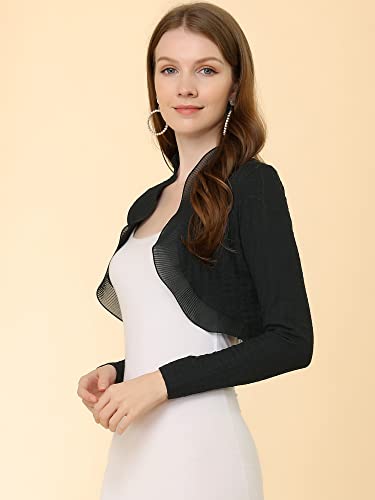 Allegra K Women's Elegant Crop Shrugs for Evening Dress Long Sleeve Textured Open Front Ruffle Bolero Shrug4