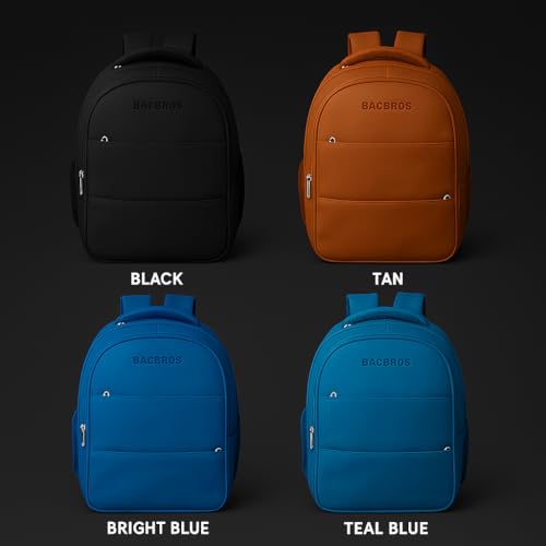 Image of Bagbros 30L Faux Leather Laptop Backpack for Men & Women - Premium Waterproof Anti-Theft Travel Bag with Multi-Pocket Organizer | Work, Gym, Office, College, School Use