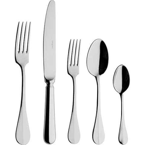 Degrenne Luxury French Cutlery Set - 5 Piece Silverware Set, Includes Forks, Spoons & Knive, Stainless Steel Flatware, Dishwasher Safe, Blois Collection Cover