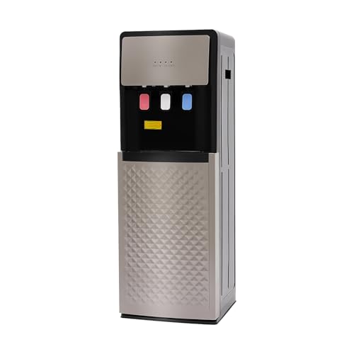 Bottom Loading Water Dispenser for 5 Gallon Bottles, Hot Cold & Room Temperature, Freestanding Water Cooler Dispenser with Safety Features for Home & Office, Silver Grey