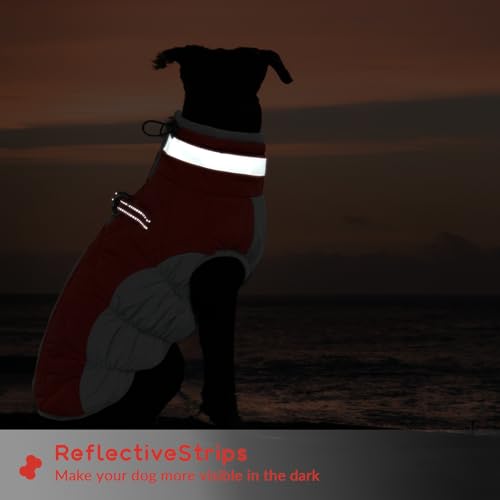 Hundejacke Winter, Hundepullover Mittelgroße Hunde Winterjacke Hund Wasserdicht Hundepullover Hundejacke Fleece Hundebekleidung Winter(Rot, M)