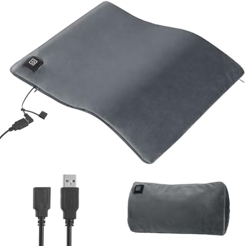 Honwally USB Heating Pad, Portable 5V Electric Heat Pad for Pain Relief - Neck, Back, Shoulders, Abdomen Cramps - Can Transform into a Hand Warmer Pouch, Machine Washable 17x14 Inch (No Power Bank) Cover