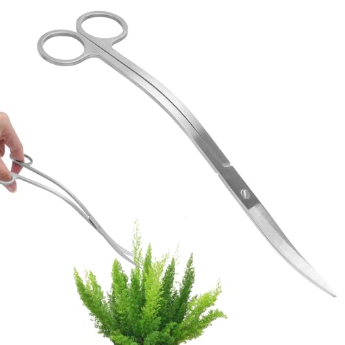 25cm Acier Inoxydable Ciseaux à Pointe Courbe Réservoir D'aquarium, 30 Curved Ciseaux Incurvés en Acier Inoxydable Accessoires Aquarium pour Plantes...