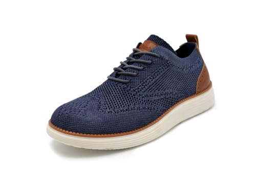 AKADEMIKS Mens Olney Wingtip Knit Oxford, Sleek Breathable Dress Shoes Navy, Size 11