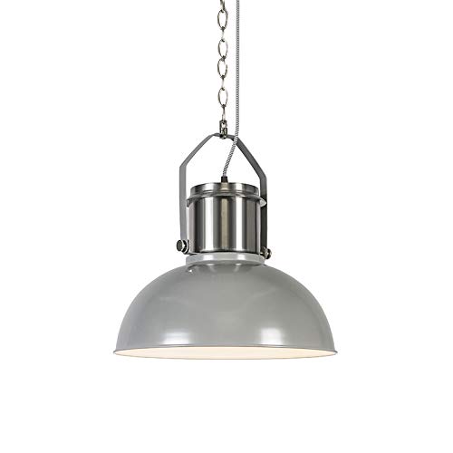 Preisvergleich Produktbild QAZQA Design / Industrie / Industrial / Modern Industrielle Hängelampe grau - Industrial 37 / Innenbeleuchtung / Wohnzimmerlampe / Küche Stahl Rund LED geeignet E27 Max. 1 x 40 Watt