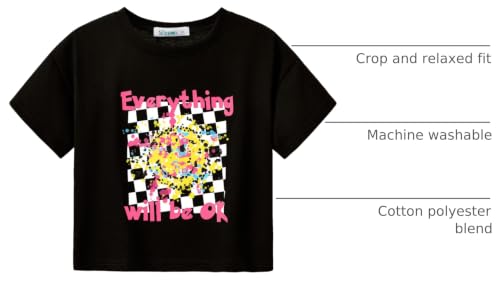 Image of Dvenki Girls Graphics Crop Short Sleeve Crewneck Tee Size 6-18