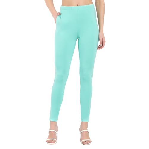 Image of ONE SKY Women Full Length Leggings | Cotton Modal Spandex Blend | High Waist Stretchable & Bio-Washed Fabric | Colour-Lock Technology | Comfortable Leggings for Women
