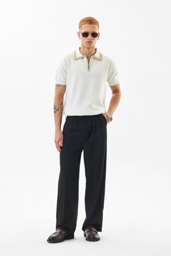 Image of SNITCH Men's T-Shirt | Slim Fit Polo Collar with Zip Closure & Contrast Detailing | 100% Cotton Fabric for Casual & Street Wear