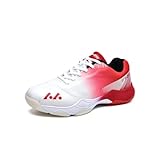 Xuanke Tennisschuhe Halle Herren Atmungsaktiv rutschfest Sportschuhe Damen Badminton Schuhe sandplatz Trainerschuhe 36-46EU (Weiß Rot, Erwachsene, 42, Numerisch, EU Schuhgrößensystem, M)
