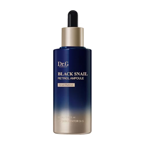 Dr. G Black Snail Retinol Ampoule - Korean Skincare with Snail Mucin - Advanced Retinol Face Ampoule for Glowing Skin - Anti Aging - Pore Minimizer for Fine Lines & Even Skin Tone Support - 1.69 fl oz