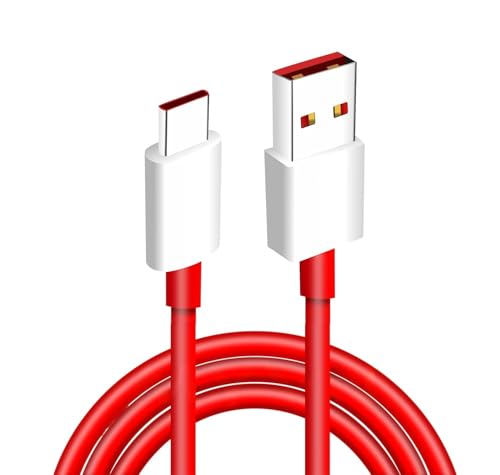 Image of HANYCONY Oneplus Original Fast 80W USB Type C Data Sync Fast Charging Charger Cable for One Plus 12,12r,11,11r,10r,10t,10,10 pro,9 Pro,8,8T,7t,7t Pro,6,Nord,4,3,2,2t,Ce2 Lite,Ce3 lite, Red