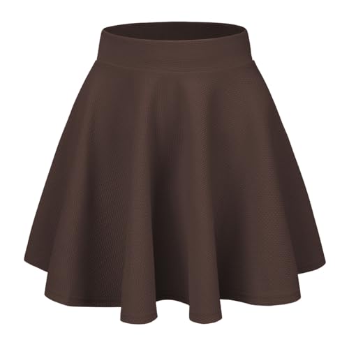ZXIHZF Women's Casual Stretch Waist Versatile Flared Mini Skater Skirt (US, Alpha, Large, Regular,...
