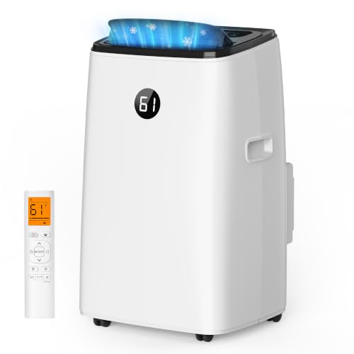 AGTANA 14000 BTU Portable Air Conditioner for Large Room up to 700 Sq. Ft, 3-in-1 Self-Evaporating AC with Fan & Dehumidifier, Floor Standing Portable AC Unit with Remote Control, Auto Swing, White