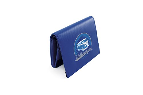 BRISA VW Collection - Stylish & Cool Volkswagen Samba Bus T1 Camper Van Wallet Made of Sturdy, Tearproof Truck Tarpaulin with Vintage Logo (Blue)