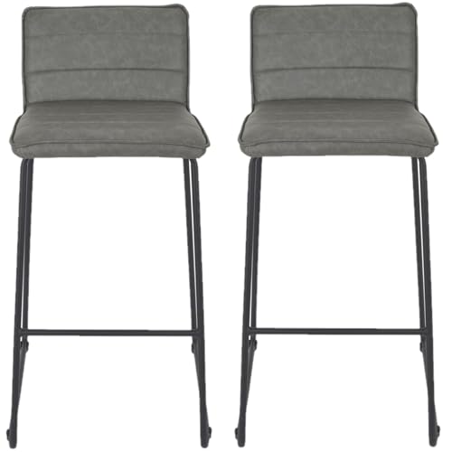 Toilinux.com Lot 2 Chaises de Bar modèle Warren - Gris