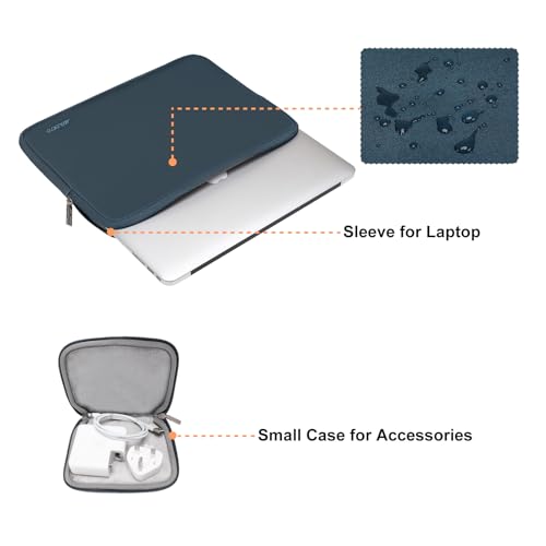 Image of MOSISO Laptop Case 15 inch, 15 inch Laptop Sleeve Bag Compatible with MacBook Air 15 M4 A3241 M3 A3114 M2 A2941 2025 2024 2023, Dell XPS 15, Neoprene Computer Sleeve Bag with Small Case, Haze Blue