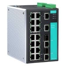 MOXA EDS-518A-T - Managed Gigabit Ethernet Switch with 16 10/100BaseTX Ports, and 2 Combo 10/100/1000BaseTX or 1000BaseSFP Slots for Adding SFP-1G Series Gigabit Ethernet modules,40 to 75C Oper