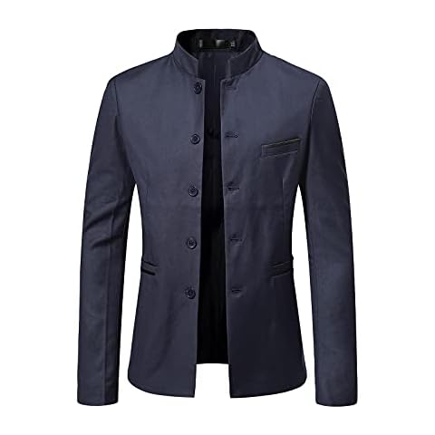 Men's Slim Fit Grandad Suit Blazer Cover
