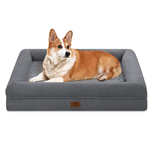 Image of Washable Dog Bed Orthopedic Waterproof for Medium Sized Dogs | 360 Degree Bolster Support, Egg Crate Foam, Waterproof Liner, Non-Slip Bottom, Machine Washable Cover, 33 x 25 Inch