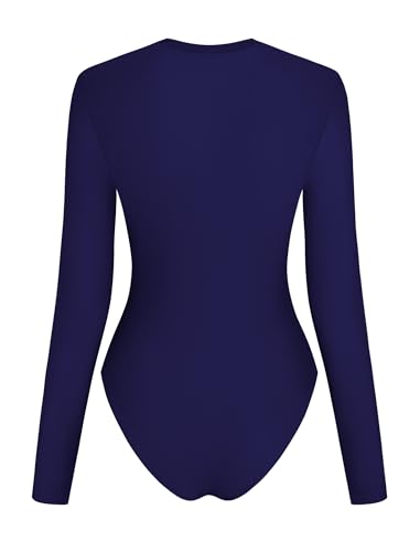 Image of ZAFUL Women's Long Sleeve Rash Guard Swimsuit One Piece Zipper Surfing Bathing Suit
