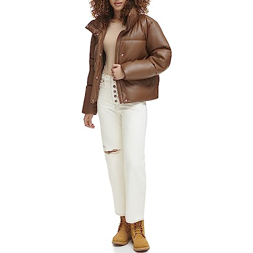 Levi's Women's Vegan Leather Quilted Short Puffer Jacket2
