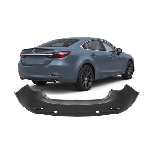 Image of FitParts Compatible with Mazda 6 2014-2017 Rear Bumper Cover | Primed, With Exhaust Opening, Ready to Paint, OEM GJY950221, MA1100211