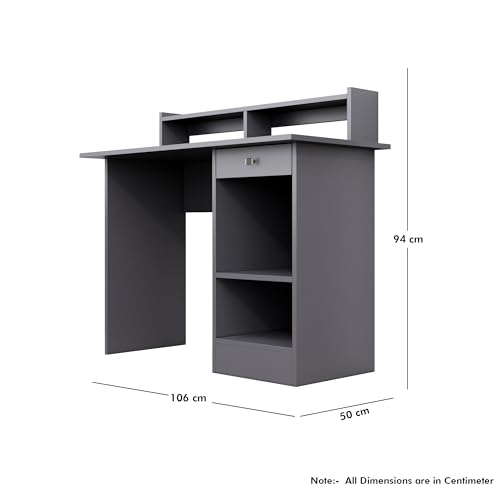 Image of Bniture Wooden Study Table for Home | Engineered Wood Study Table with Book Shelf | Multi Purpose Computer Desk for Study & Writing | Laptop Table for Home with Drawers & Storage Shelf | Slate Grey