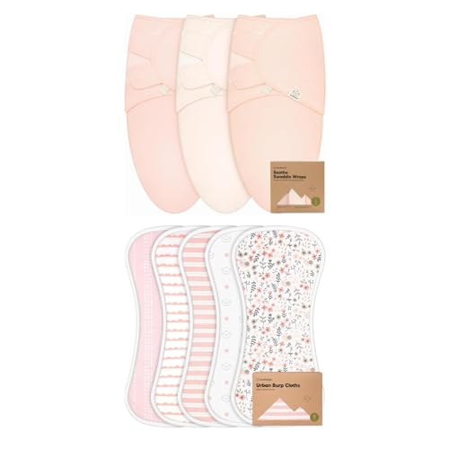 Image of KeaBabies 3-Pack Baby Swaddle Sleep Sacks and 5-Pack Organic Burp Cloths for Baby Boys and Girls - Organic Newborn Swaddle Sack - Ultra Absorbent Burping Cloth, Burp Clothes, Newborn Towel