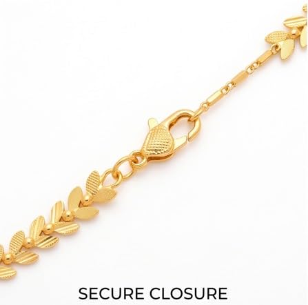 Image of Elegant Gold Leaf Pattern Necklace with Pendant | Lightweight & Comfortable