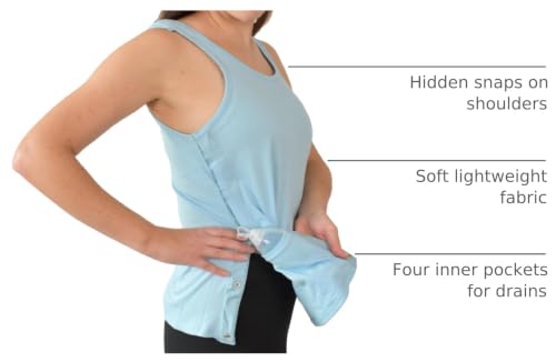 Image of Inspired Comforts Post Surgery Mastectomy Recovery Tank Top with Drain Pocket & Snap-Access