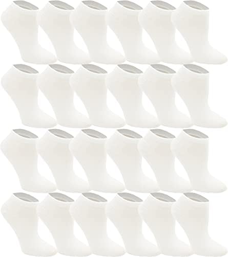 24 Pairs Thin Low Cut Ankle Socks for Men, Comfortable Lightweight Breathable Bulk Pack Wholesale (White)