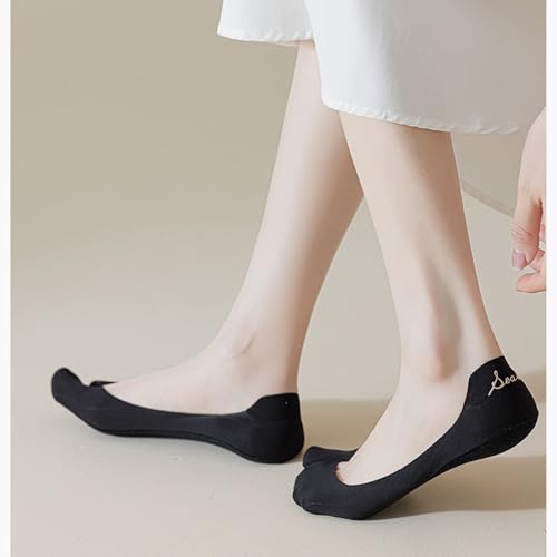 Image of DUNKOING 3 Pairs Low Cut Tabi socks Women No Show Flip Flop Sock Thin Non Slip Summer Socks for Sneakers Loafers Sandals 5-9