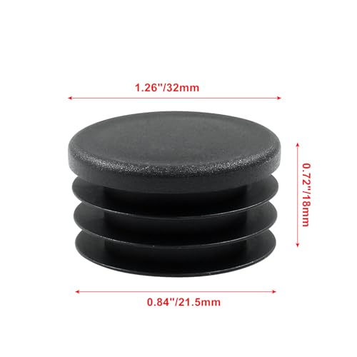 Image of 12 Pcs 1-1 /4 inch Round Plastic Plugs Insert Chair End Caps Black End Caps for Tubing, Chair Legs