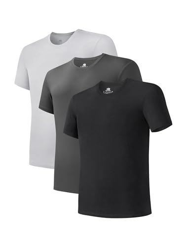 DAVID ARCHY Men's Moisture-Wicking Undershirt Crew Neck T-Shirts 3 Pack