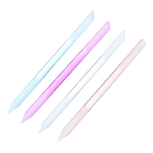 Cabilock Juego de 4 Pulidores de Uñas de Cristal Transparentes Colores Azul Claro Rosa y Morado Limas de Cutículas Angulares de Vidrio Esmerilado para Manicura y Pedicura Profesional