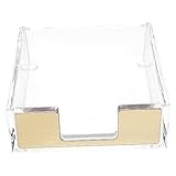 NUOBESTY Notizblockhalter Aus Acryl Praktische Zettelbox Mit Goldenen Details Für Schreibtisch Und Büro Organizer Für Notizen Büroklammern Und Schreibwaren